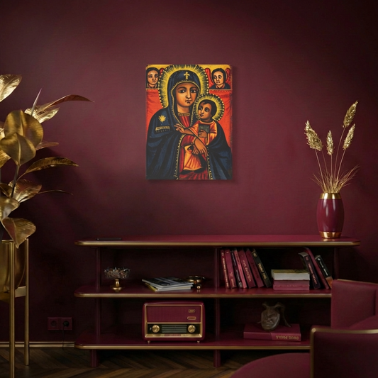 የቅድስት ድንግል ማርያም ምስለ ፍቁር ወልዳ ሥዕለ አድኅኖ - Virgin Mary & Child Jesus Premium Icon