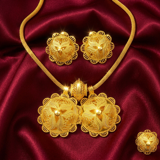 The Adey Sunburst Habesha Complete Jewelry Set | የአደይ አበባ የሀበሻ ሙሉ ጌጣጌጥ