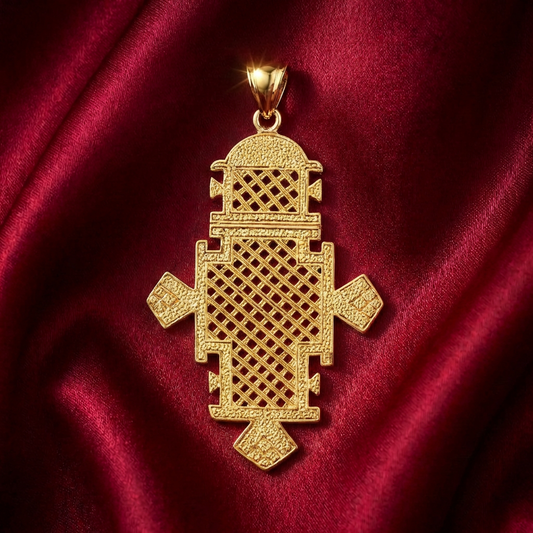 Traditional Woven Meskel Pendant – (የተዋሕዶ መስቀል የአንገት ሐብል)