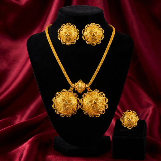 The Adey Sunburst Habesha Complete Jewelry Set | የአደይ አበባ የሀበሻ ሙሉ ጌጣጌጥ