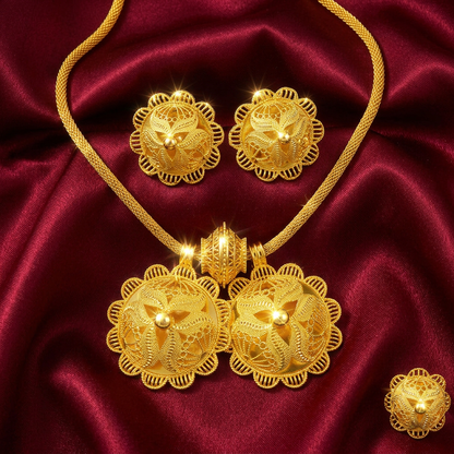 The Adey Sunburst Habesha Complete Jewelry Set | የአደይ አበባ የሀበሻ ሙሉ ጌጣጌጥ