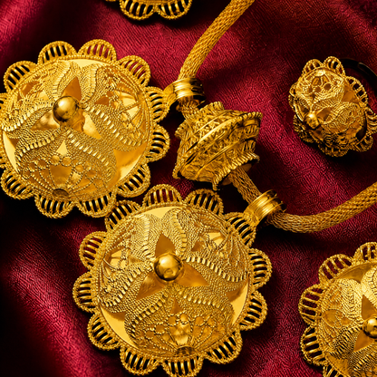The Adey Sunburst Habesha Complete Jewelry Set | የአደይ አበባ የሀበሻ ሙሉ ጌጣጌጥ