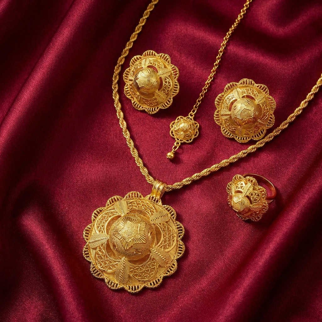 The Adey Blossom of Antiquity Suite. የሀበሻ ባህላዊ ጌጣጌጥ።