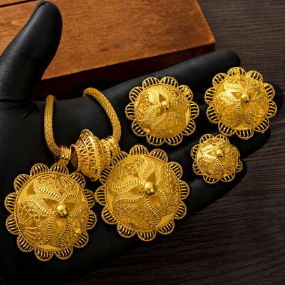 The Adey Sunburst Habesha Complete Jewelry Set | የአደይ አበባ የሀበሻ ሙሉ ጌጣጌጥ
