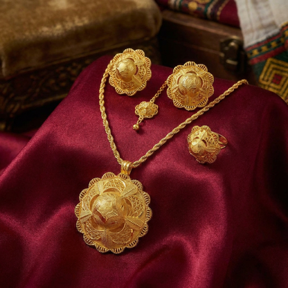 The Adey Blossom of Antiquity Suite. የሀበሻ ባህላዊ ጌጣጌጥ።