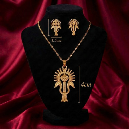 Authentic Ethiopian Cross Necklace & Studs – (የተዋሕዶ መስቀል እና የጆሮ ጌጥ)