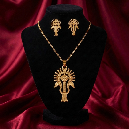 Authentic Ethiopian Cross Necklace & Studs – (የተዋሕዶ መስቀል እና የጆሮ ጌጥ)