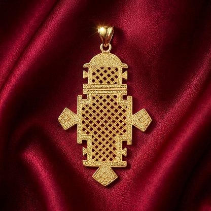 Traditional Woven Meskel Pendant – (የተዋሕዶ መስቀል የአንገት ሐብል)