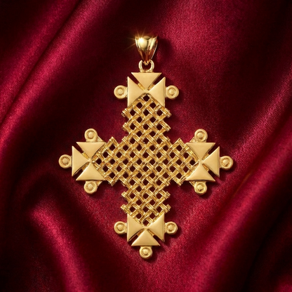 Regal Habesha Statement Cross Complete Set – (የተዋሕዶ መስቀል፣ የጆሮ ጌጥ እና ቀለበት)