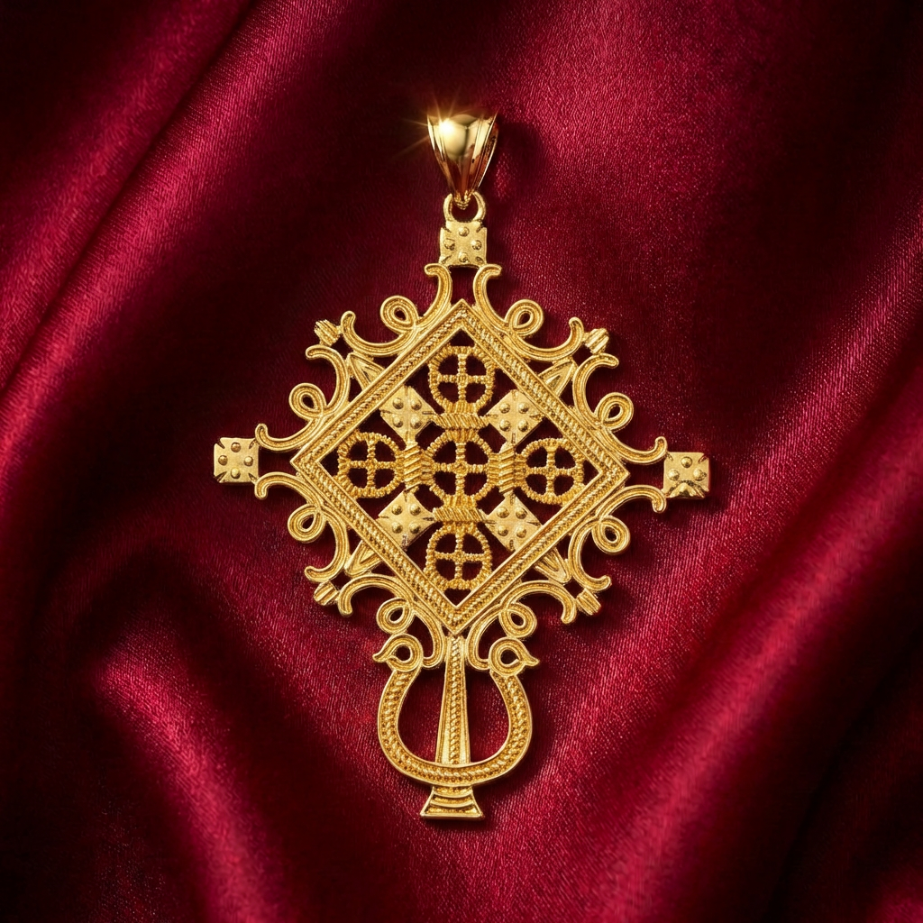 Traditional Ethiopian Orthodox Meskel, Earring & Ring Set – (የተዋሕዶ መስቀል፣ የጆሮ ጌጥ እና ቀለበት)